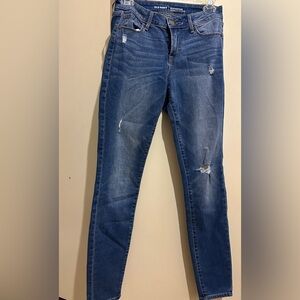Old Navy Women's Distressed Skinny Jeans - Dark Blue
